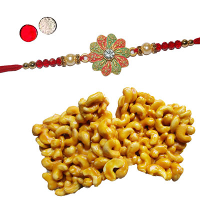 "Zardosi Rakhi - ZR-5240 A (Single Rakhi),250gms of KajuPakam - Click here to View more details about this Product